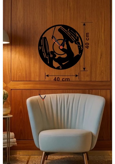 Mey İthalat Fitness Ve Spor Temalı Ahşap Duvar Saati - 40x40 Cm Leg Press Tasarım Çok Renkli