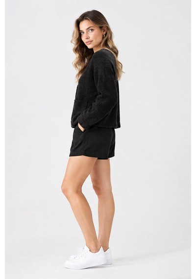 Fashion Friends Düğme Detaylı Siyah Kadın Hırka 26k0203k1