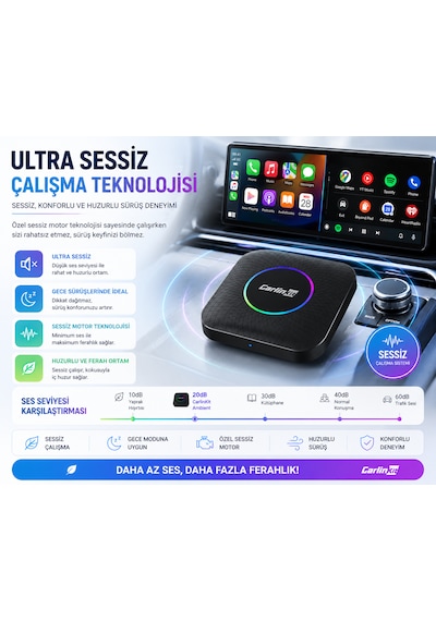 Carlinkit Tbox Max Ambient 13.0 8gb/128gb Kablosuz Carplay & Android Auto Diğer