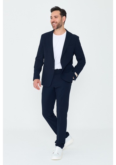 Lacivert Mono Yaka 6 Drop Regular Fit Jogger Takım Elbise Laci