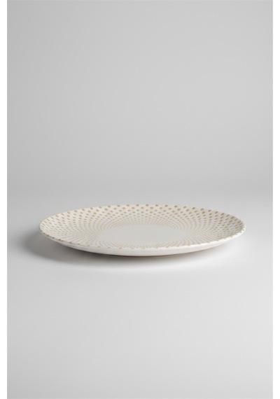 6'lı Ellips Oval Kayık Tabak 31cm Dijital Punto Rinart Krem