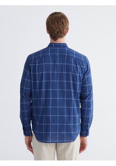 Lcwaıkıkı Classic İndigo Regular Fit Ekose Erkek Gömlek
