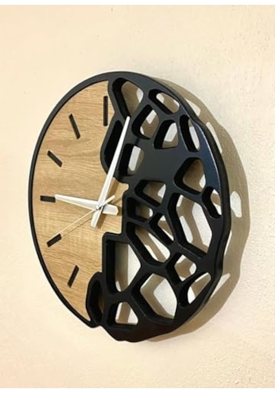 Modern Ahşap Duvar Saati - Minimalist Geometrik Tasarım - Sessiz Çalışan Dekoratif Saat - Ev Ve Ofis Hediyesi - Öz Çok Renkli