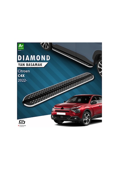 S-dizayn Citroen C4 X Diamond Krom Yan Basamak 183 Cm 2022 Üzeri A+ Kalite