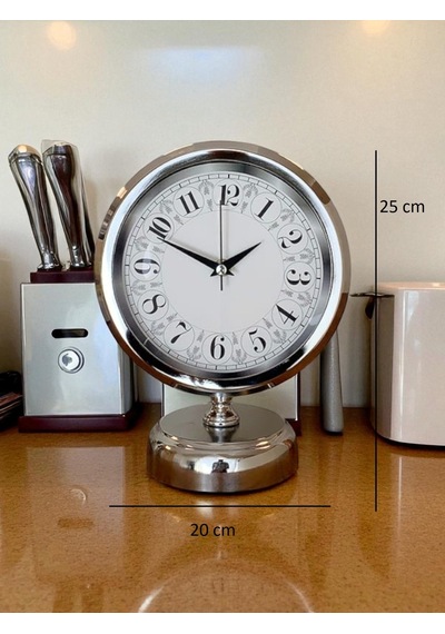 Classic Series Silver 25 X 20 Cm Metal Krom Masa Saati Çok Renkli
