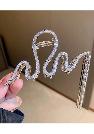Caş Dekorasyon Gümüş Renk Taşlı Metal Mandal Toka Gümüş