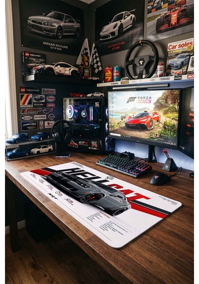 Dodge Hellcat 40x90 Cm Oyuncu Mousepad Kaymaz Taban Büyük Boy Mousepad Beyaz