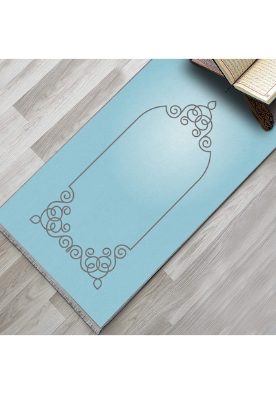 Evaşk Namazlık Dokuma Halı Kaymaz Muslumana Seccade80 x 130 MAVİ EVAŞK413C80