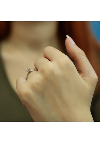 Lova D Renk 0,18 Karat Pırlanta Tektaş Yüzük - 1070031