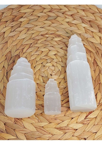 Selenit Taşı Üçlü Kule Set 6-10-15cm