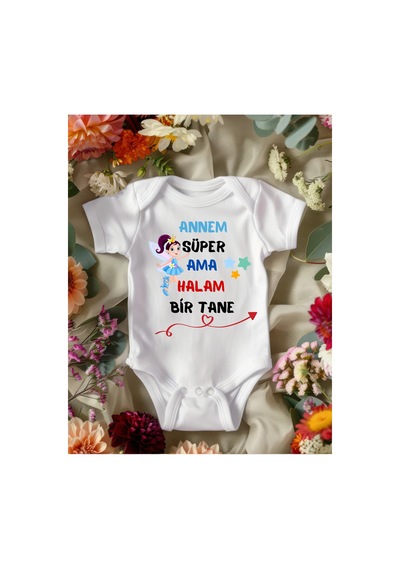 Lupi Hala Yazılı % 100 Pamuk Bebek Zıbın 166 ekru