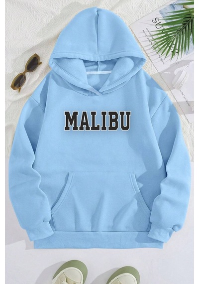 Uyguntarz Malıbu Baskılı Oversize Sweatshirt Bebe Mavisi