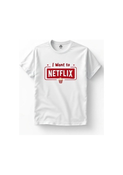Technomonkey Netflix And Chill Baskılı Sevgili Çift Kombini Regular 2'li Takım T-shirt Beyaz