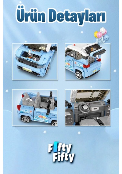 Loz Car Model Serisi Mavi Araba 875 Parça Oyuncak Yapım Seti Fflz-1131