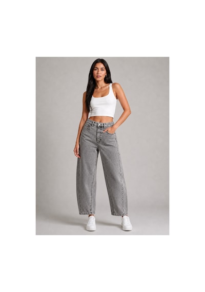 Bluemarlin Kar Siyah Yan Pens İşlemli Parçalı Tam Kalıp Baggy Jeans Siyah