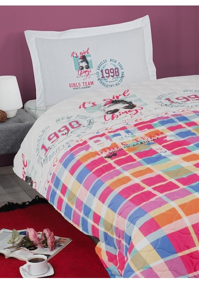 Kapitoneli Ranforce Genç Nevresim Takımı Deff Pembe