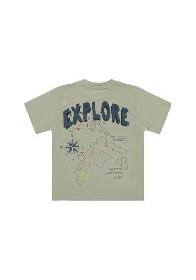 Civil Boys Explore Baskılı 6-9 Yaş Tişört - Gri Açık Gri