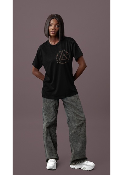 Sevbano Tasarım Linkin Park Sırt Baskılı Unisex Oversize Müzik Grubu Tişö Siyah