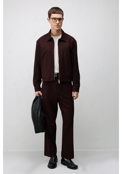 Antioch Relaxed Fit Fermuarlı Erkek Mont Bordo