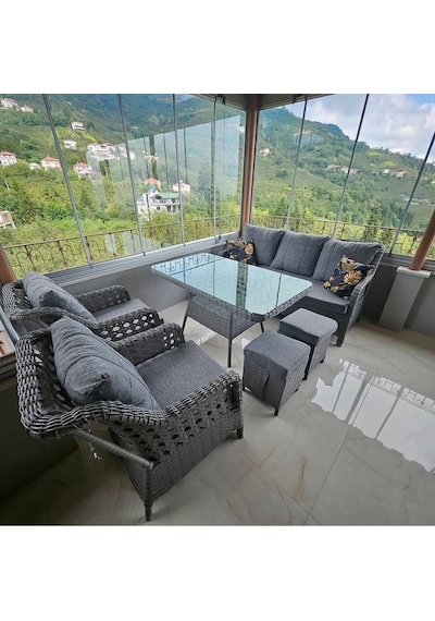 Doğtaş Scollection Talia Rattan Bahçe Oturma Seti Istenilen Renk Yapabiliriz Gri