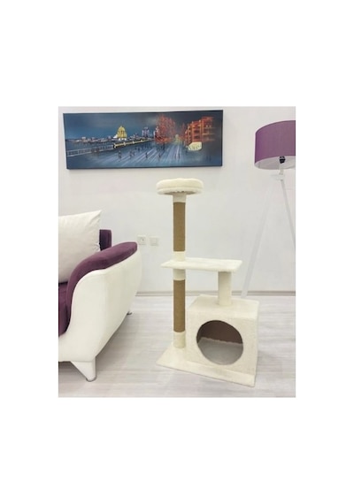 Reyo Pet Kedi Tırmalama Ve Oyun Evi Platformu Beyaz