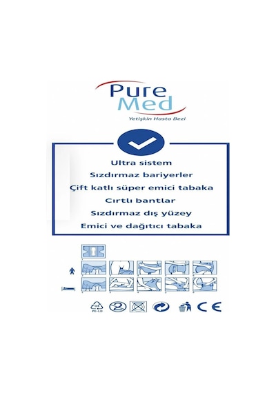 Puremed Belbantlı Hasta Bezi Large 100x150 Cm 120 Adet