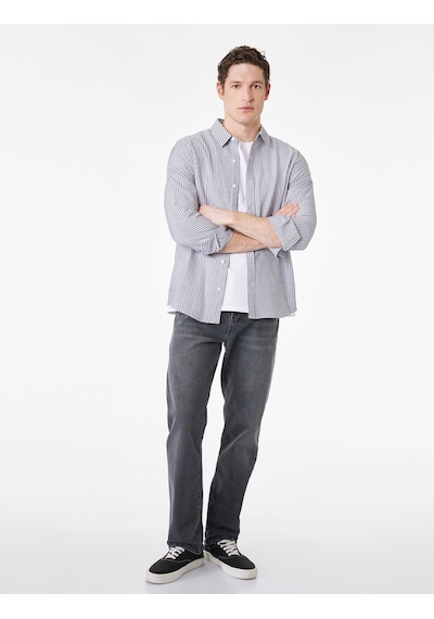Koton Düz Paça Normal Bel Straight Fit Jean Pantolon - Mark Jean Antrasit 7wam40131nd