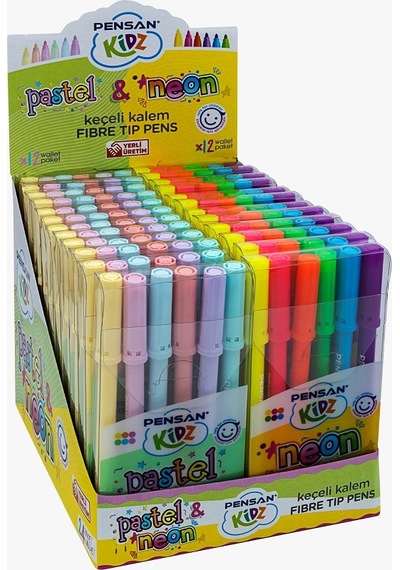 PENSAN KEÇELİ KALEM 6 LI KIDZ PASTEL - NEON 24 LÜ STAND PE99093PS