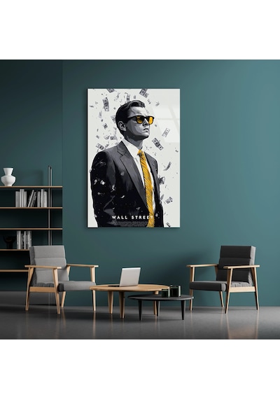 Wall Street Borsacı Para Yağmuru - Cam Tablo - Deg0535 80 X 125 Cm