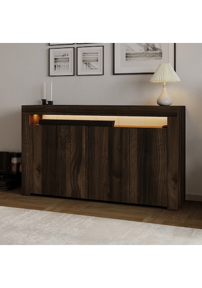 İnarch Dizayn Batı Led Işıklı Konsol Modern 4 Kapaklı Tv Konsolu - Tv Ünitesi Ceviz
