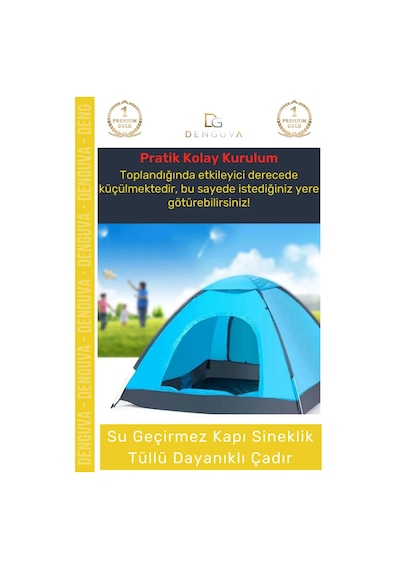 Kampçadırı Su Geçirmez Hafif Sineklikli Pratik Festival Tipi Kolay Kurulum 23 Kişilik Kamp Çadırı Çok Renkli