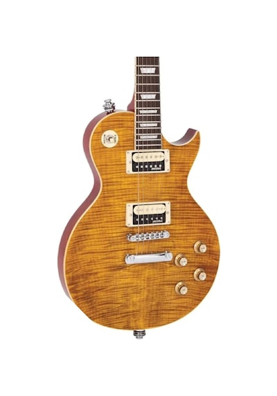 Vintage V100 Reissued Elektro Gitar - Flamed Amber