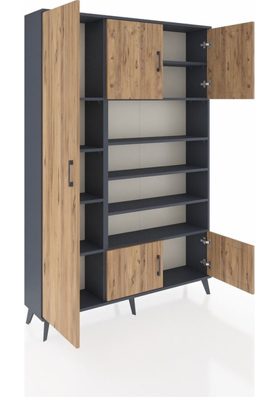 Arges Dolap 10 Raflı 5 Kapaklı 132x30x195 Antrasit-çam/antrasit Antrasit