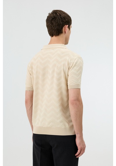 Antioch Zigzag Desenli Polo Yaka Triko Erkek T-shirt Taş