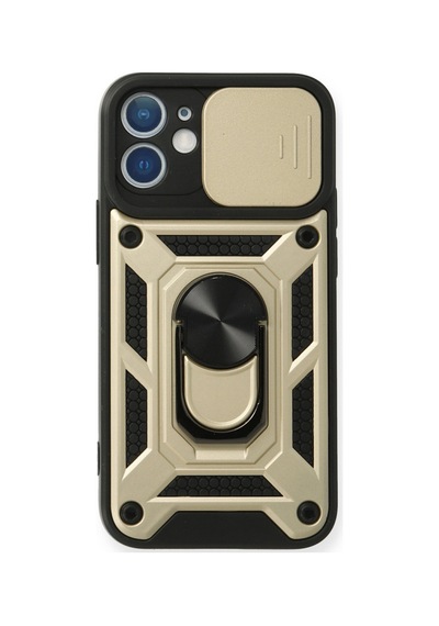 Apple iPhone  Uyumlu,  12 Mini Kılıf Pars Lens Yüzüklü Silikon - Gold