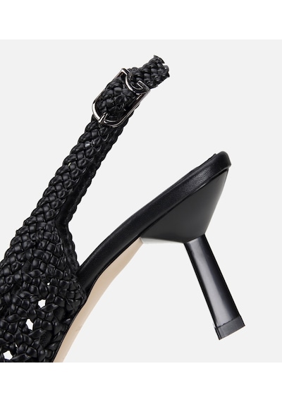 Hotiç Kadın Siyah Örgü Detaylı Arkası Açık Kısa Topuklu Stiletto