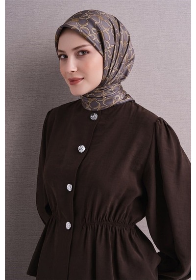 Armine İpek Eşarp 2027 Kış - 9638-33 Füme Twill
