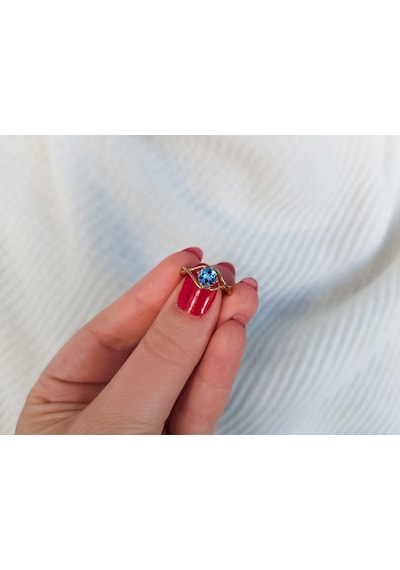 Mavi Topaz Taşlı Moana Yüzük 0802r0058