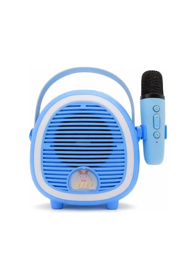 Çocuklara Özel Retro Tasarımlı Bluetooth Karaoke Mikrofon Ve Ahşap Tripodlu Mavi