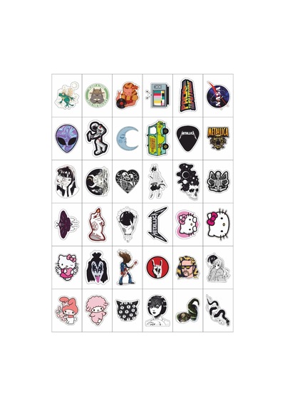 Metal - Gotik- Fairy Karışık Fügürler 3 No 36 Adet Sticker Seti Diğer