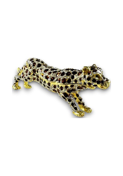 Dekoratif Taşlı Puma Biblo 19 6 CM Leopar - Gold Detaylı