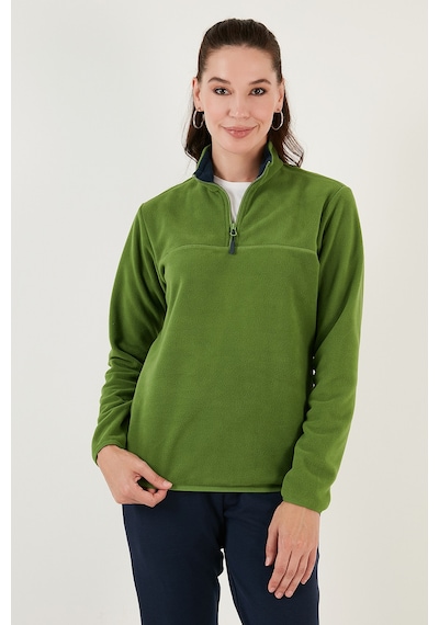 Lela Slim Fit Yumuşak Dokulu Anti-Pilling Tüylenme Yapmayan Yarım Fermuarlı Bayan Polar 5907000 Fistik Yeşil