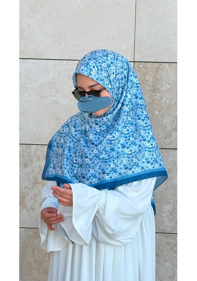 Qalortex Scarf Meyra Desen B.boy Eşarp - İndigo indigo