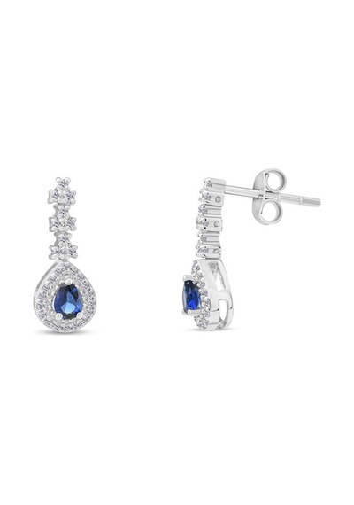 0.55 Karat Safir Pırlanta Küpe - Hrd Sertifikalı
