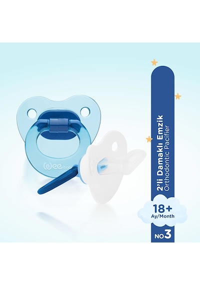 439 Wee Baby 2'li Damaklı Emzik No:3 Mavi