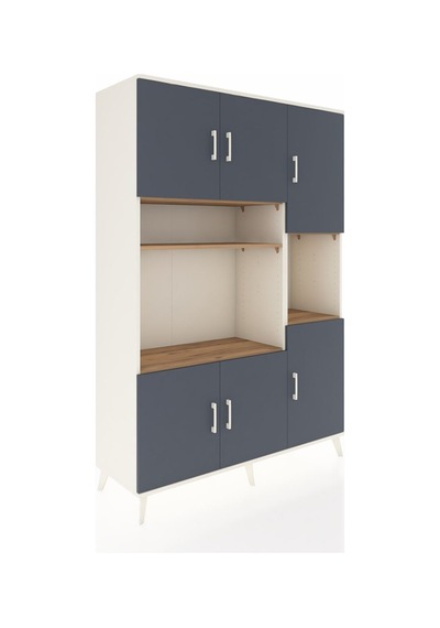 Hyperion Dolap 9 Raflı 6 Kapaklı 132x44x195 Aytaşı-antrasit/çam Aytaşı