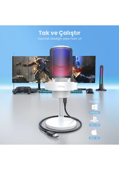 Fifine Ampligame A8 USB Yayıncı Oyuncu Mikrofonu
