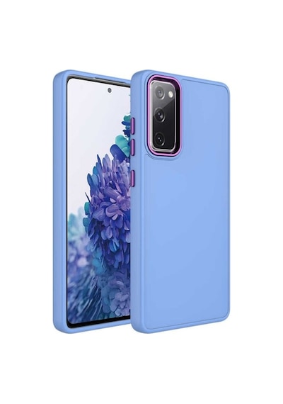 Galaxy S20 Fe Kılıf Metal Çerçeve Ve Buton Tasarımlı Silikon Zore Luna Kapak Lila