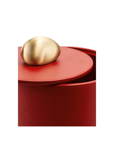 Tall Pebble Trinket Box, Kırmızı Deri Süs Kutusu