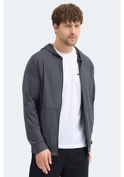 Slazenger Kelenor Erkek Kapüşonlu Cepli Koyu Gri Sweatshırt Koyu Gri